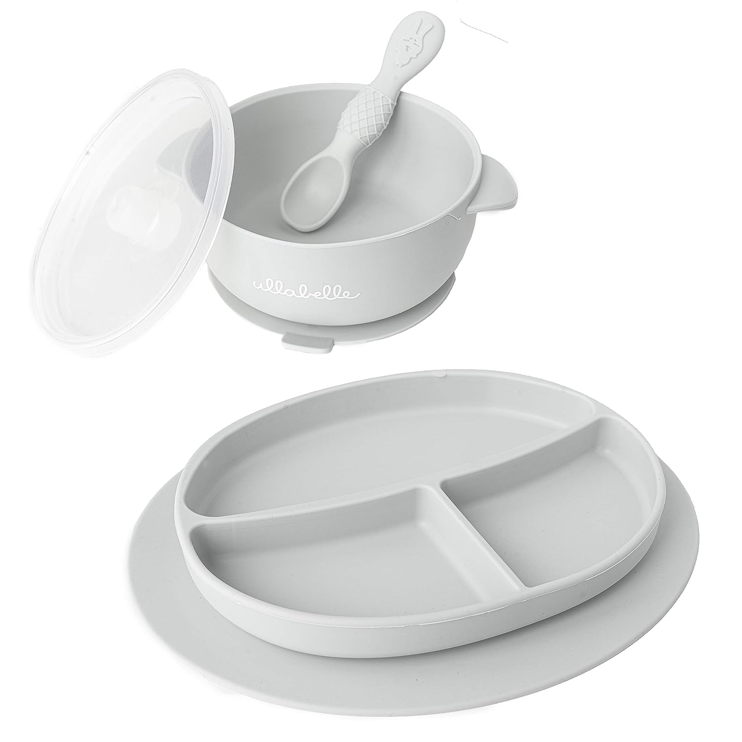 Baby Plate and Lidded Bowl Set (Grey)