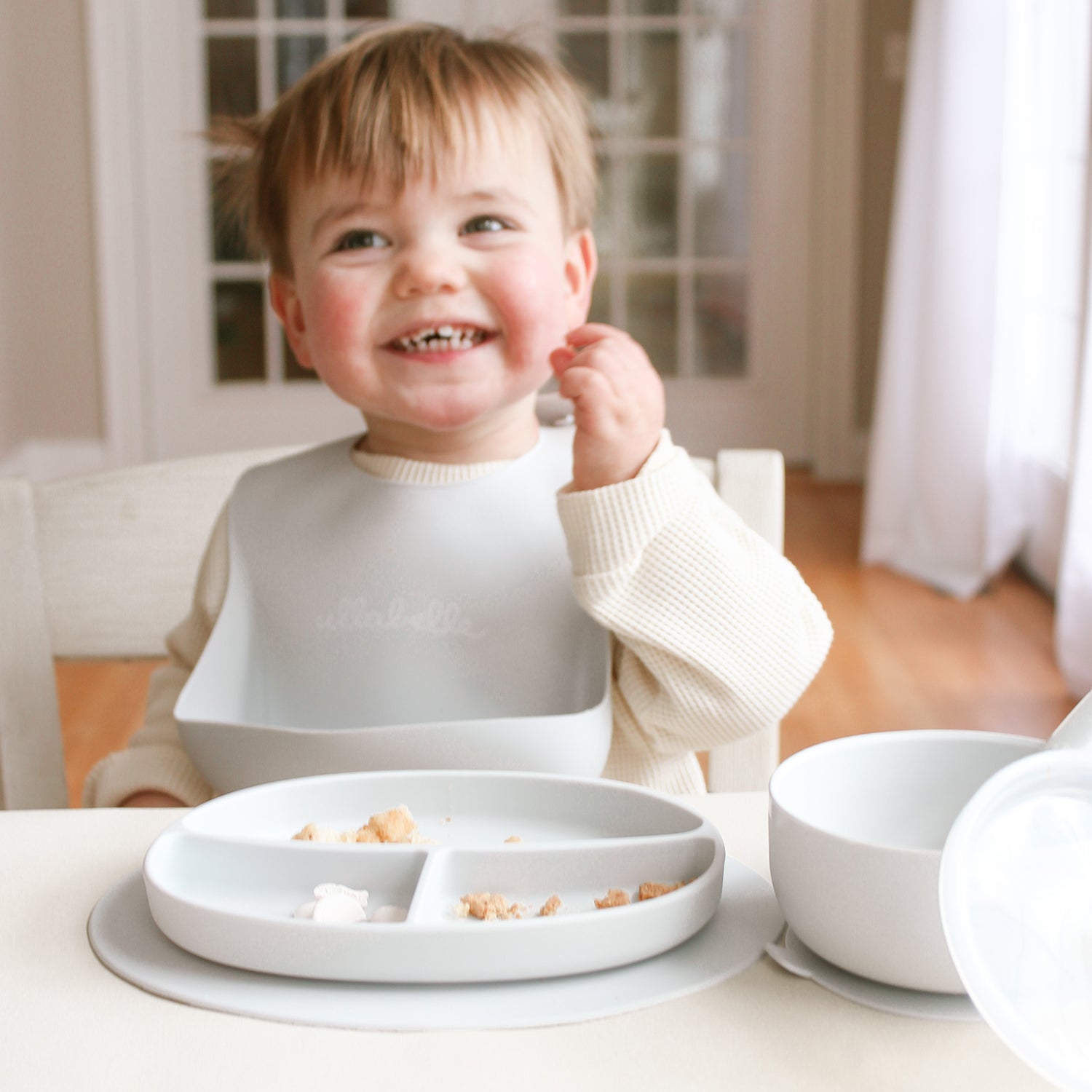 Baby Plate and Lidded Bowl Set (Grey)