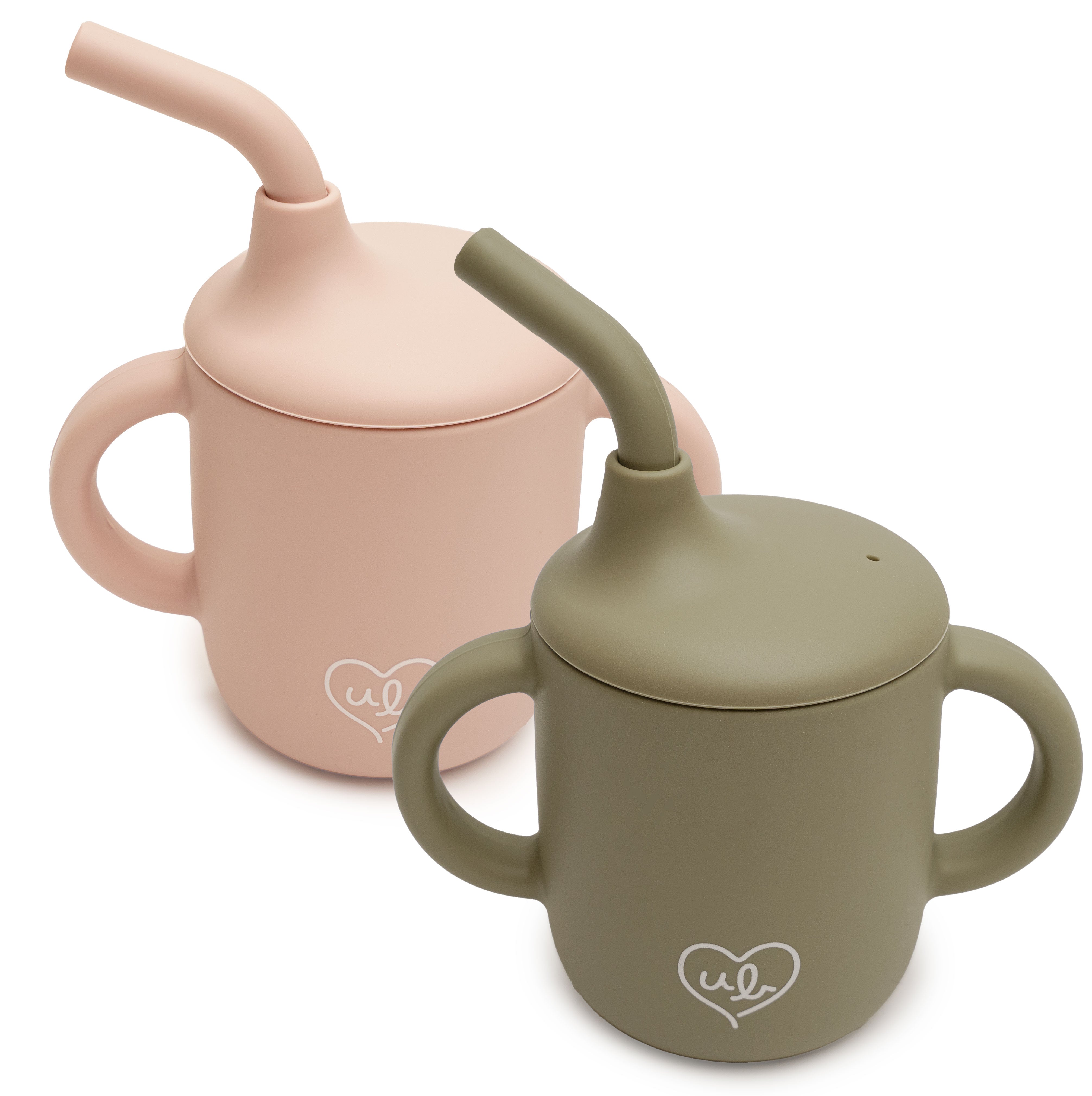 Straw Sippy Trainer Cup Set of 2 (Green/Pink)