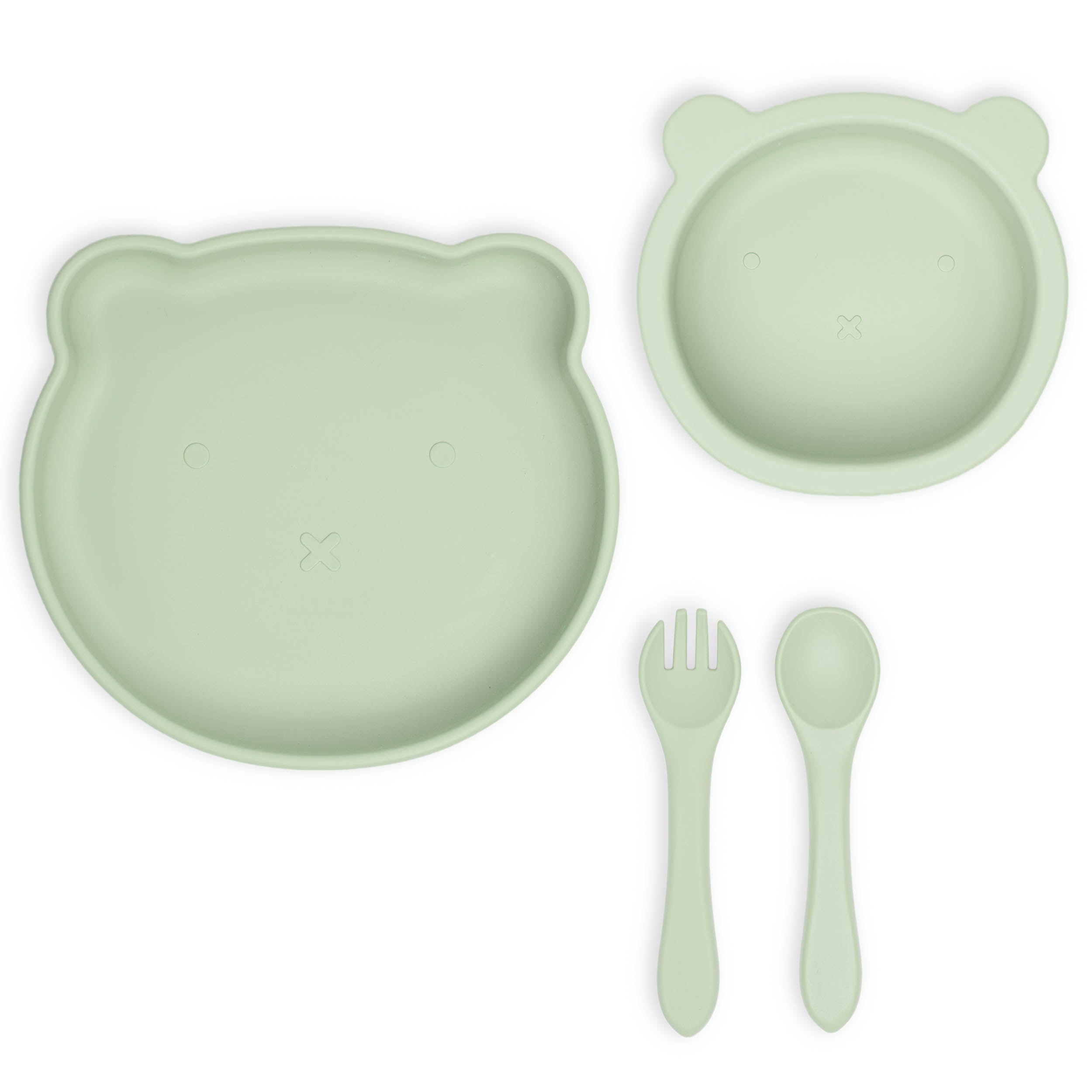 Animal Baby Plate, Bowl. and Utensil Set (Green)