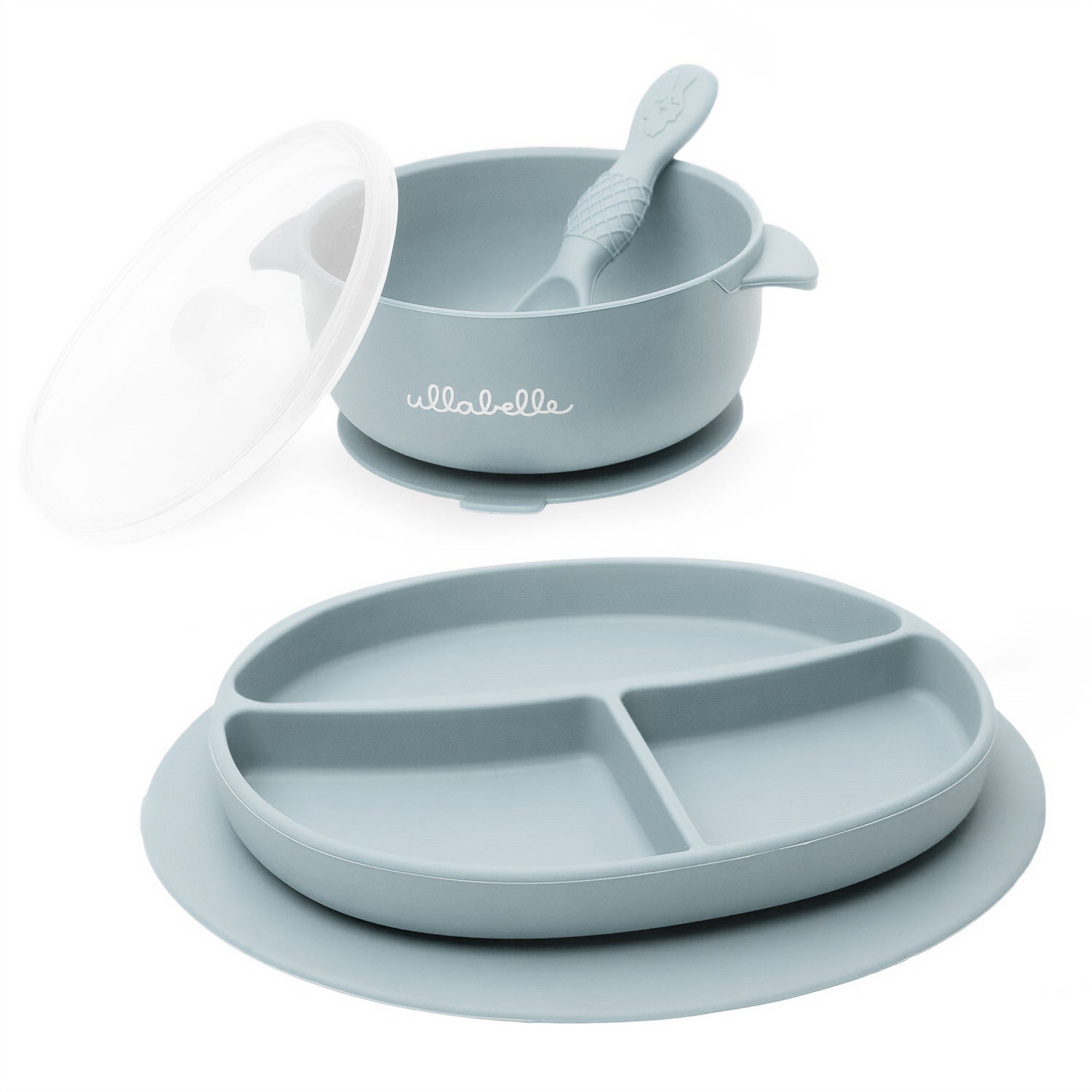 Baby Plate and Lidded Bowl Set (Grey)