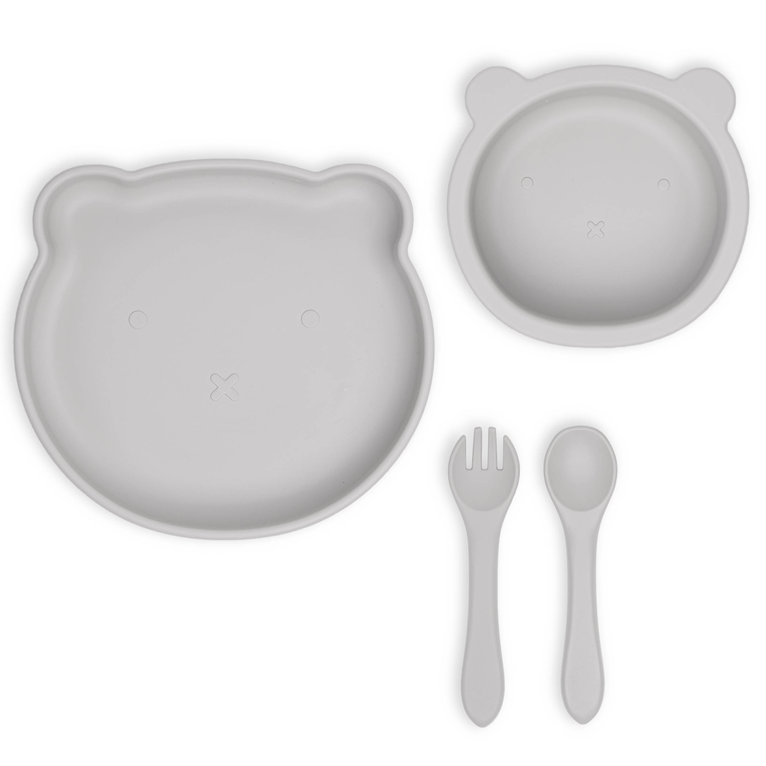 Animal Baby Plate, Bowl. and Utensil Set (Coral)