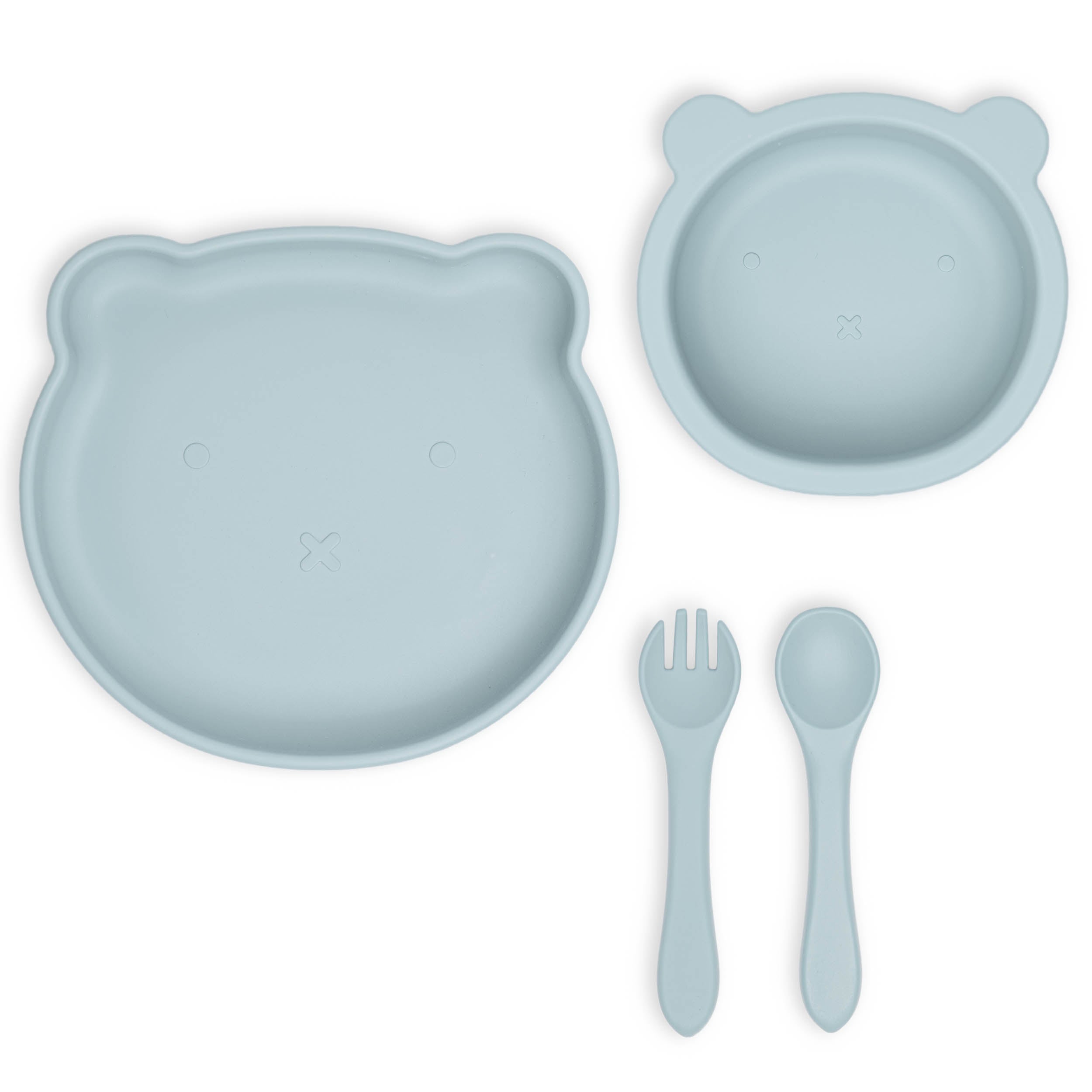 Animal Baby Plate, Bowl. and Utensil Set (Blue)
